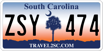 SC license plate ZSY474