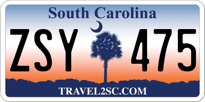 SC license plate ZSY475