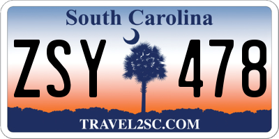SC license plate ZSY478
