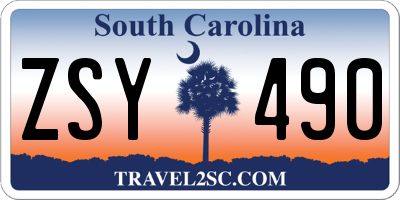 SC license plate ZSY490
