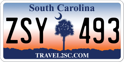 SC license plate ZSY493