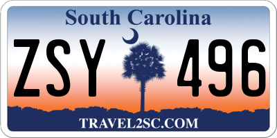 SC license plate ZSY496