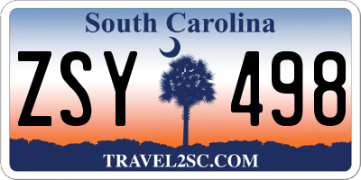 SC license plate ZSY498