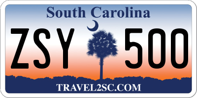 SC license plate ZSY500