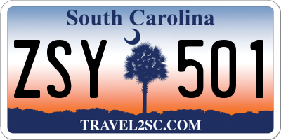 SC license plate ZSY501