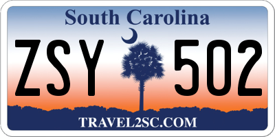 SC license plate ZSY502