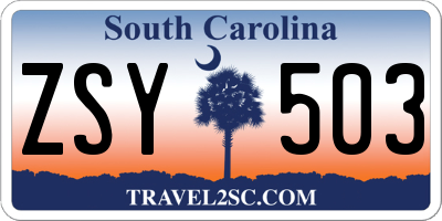 SC license plate ZSY503