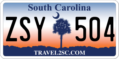 SC license plate ZSY504