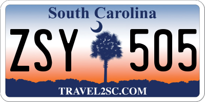 SC license plate ZSY505