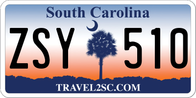 SC license plate ZSY510