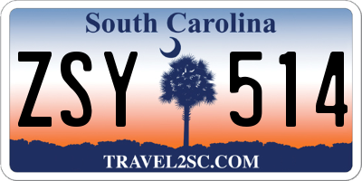 SC license plate ZSY514