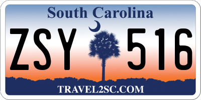 SC license plate ZSY516