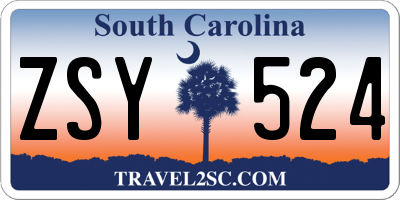 SC license plate ZSY524