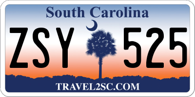 SC license plate ZSY525
