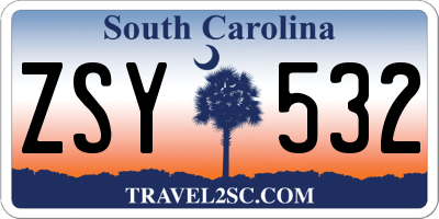 SC license plate ZSY532