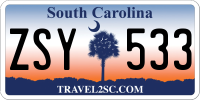 SC license plate ZSY533