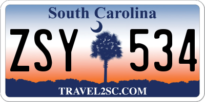 SC license plate ZSY534