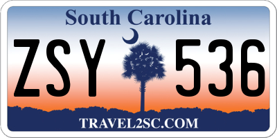 SC license plate ZSY536