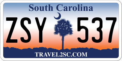 SC license plate ZSY537