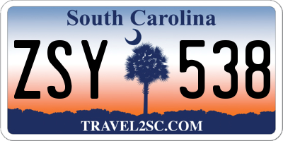 SC license plate ZSY538