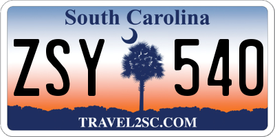 SC license plate ZSY540