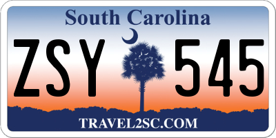 SC license plate ZSY545