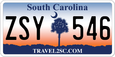 SC license plate ZSY546