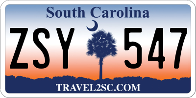 SC license plate ZSY547