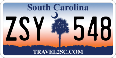 SC license plate ZSY548