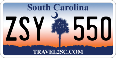 SC license plate ZSY550