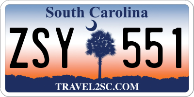 SC license plate ZSY551