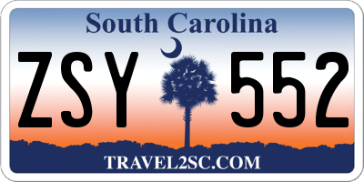 SC license plate ZSY552