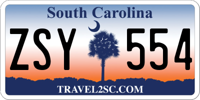 SC license plate ZSY554