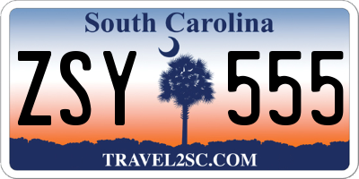 SC license plate ZSY555