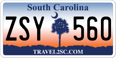 SC license plate ZSY560