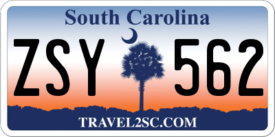 SC license plate ZSY562