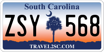 SC license plate ZSY568