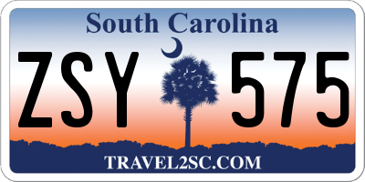 SC license plate ZSY575