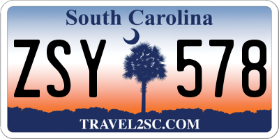 SC license plate ZSY578