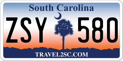 SC license plate ZSY580
