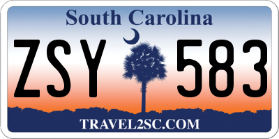 SC license plate ZSY583