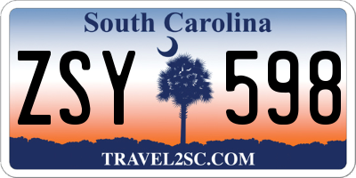 SC license plate ZSY598