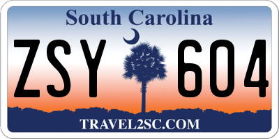 SC license plate ZSY604