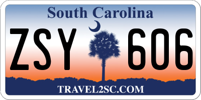 SC license plate ZSY606