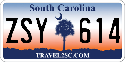 SC license plate ZSY614