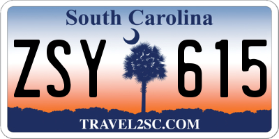 SC license plate ZSY615