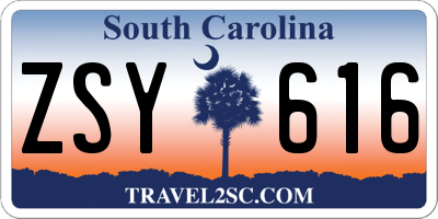 SC license plate ZSY616