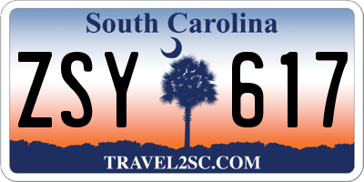SC license plate ZSY617