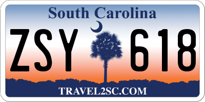 SC license plate ZSY618