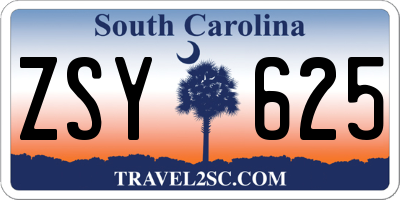 SC license plate ZSY625